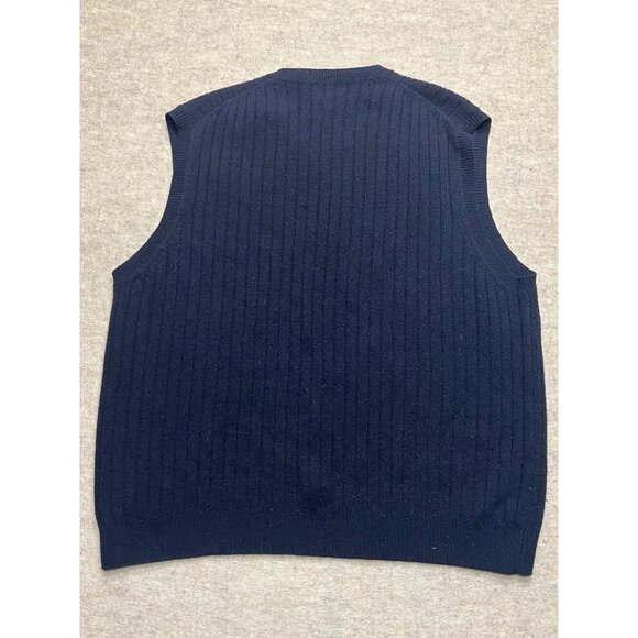 Vintage 90's Brooks Sport Navy Blue Lambs Wool V-Neck Sweater Vest Size XL - Picture 5 of 7